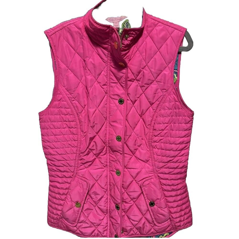Lilly Pulitzer Hot Pink Quilted Vest XXS Teen Girls Preppy Coastal